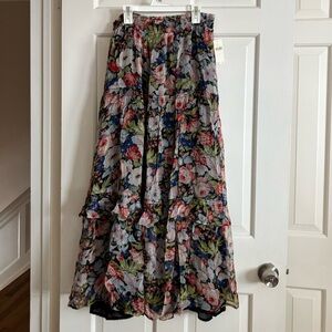 Anthropologie Floral Layered Skirt